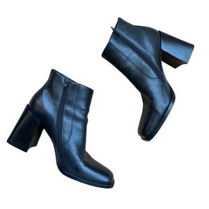 Y2K‎ ZT Trivia Women Black Leather Block Heel Toe Ankle Boots Whimsy 8.5 Brazil